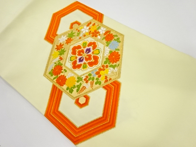 JAPANESE NAGOYA OBI / WOVEN FLOWER CREST